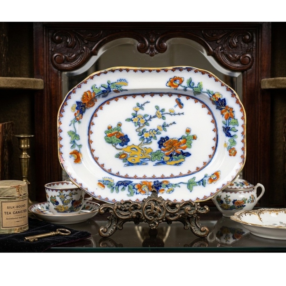 1833 - 1847 Antique Garrett & Copeland Spode Ironstone Platter Imari Floral